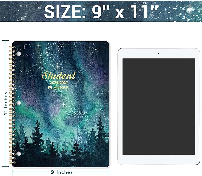 Student Planner 2026-2027 - Academic Year Weekly & Monthly School Planner, 2026-2027 Student Planner, Jul 2026 - Jun 2027, 9’’ × 11’’, 368 Stickers and Back Pocket