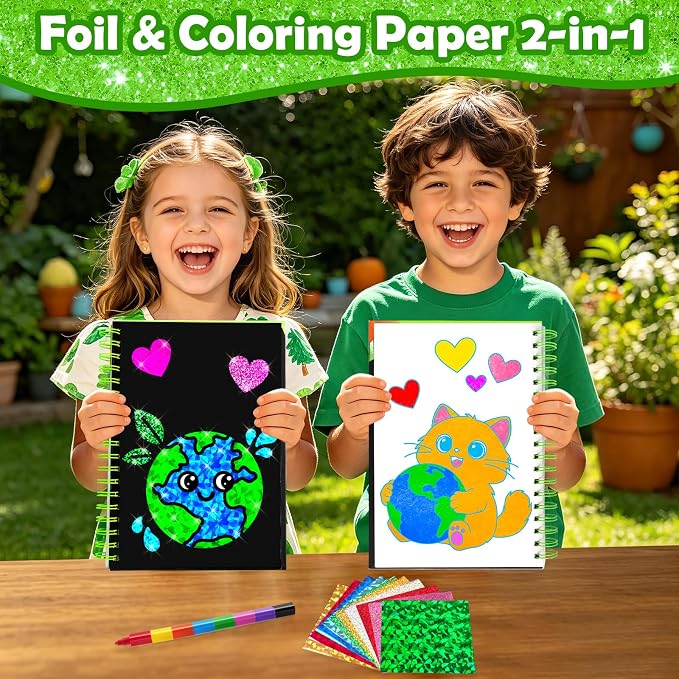 FUNNYB&G Mess-Free Foil Art Craft for Kids Ages 4-10, Kids Birthday Gift