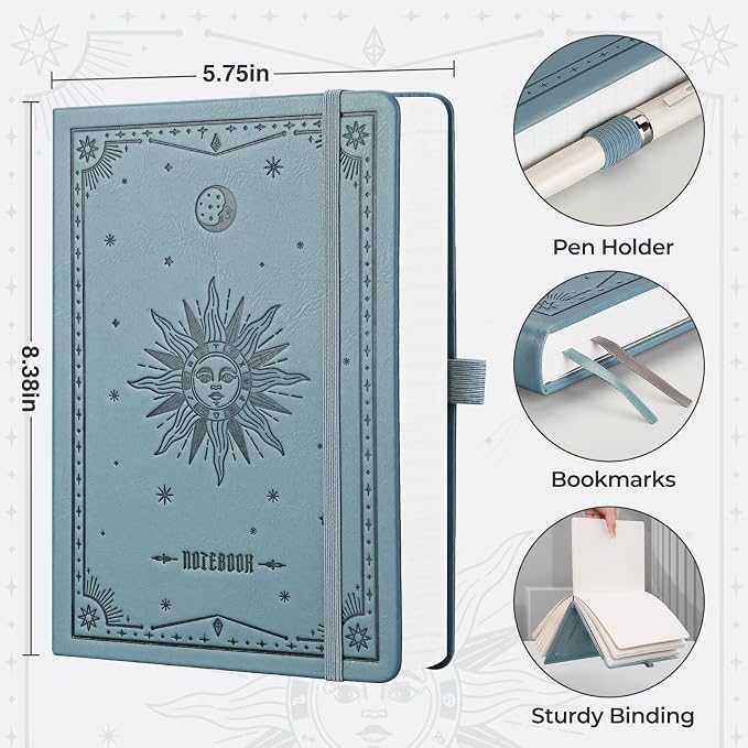 EMSHOI Lined Journal Notebook, 320 Numbered Pages, A5 Size (5.7'' x 8.3'')