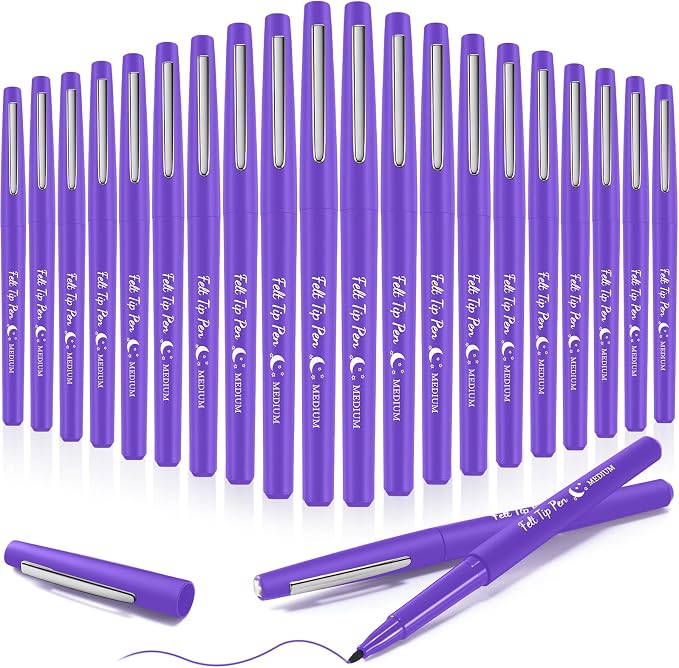 Fuyoooo 20 Pcs Felt Tip Pens 0.7mm Colored Felt Pens Marker Medium Point Journal Planner for Journaling Writing Note Taking Art Office Supplies