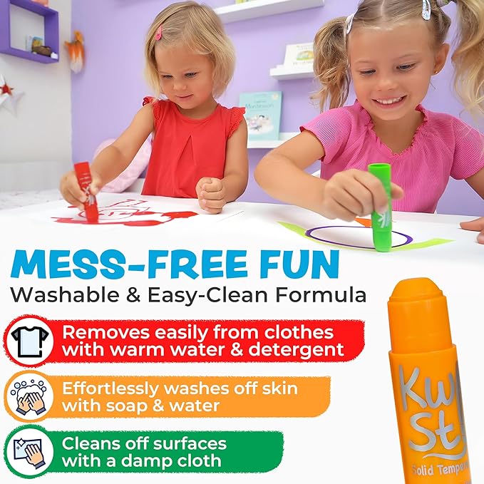 Kwik Stix Solid Tempera Paint Sticks – 12 Pack of Blue – Same Color Washable, Quick Dry (90 Seconds), ASTM Certified, Non-Toxic, Allergen-Free Kids & Toddler Art Supplies for Home, School & Crafts