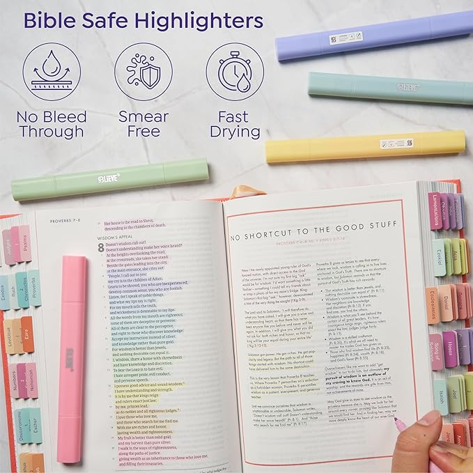 BLIEVE Aesthetic Cute Highlighters No Bleed Through, Dual Tip Chisel & Fine Point, Pastel Colors For Bible & Journaling