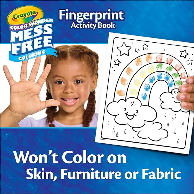 Crayola Color Wonder Mess Free Fingerprint Activity Book, Easter Basket Stuffers for Toddlers, Finger Painting Alternative, Gift for Kids Ages 3+