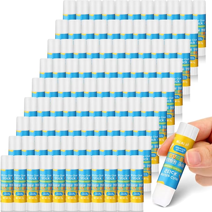 Zubebe 200 Pcs White Glue Stick Bulk Back to School Gifts First Day Sets 0.32 oz Washable Glue Stick for Crafts Home Classroom Prize Party Supplies Scrapbooking Crafting Supplies (School)