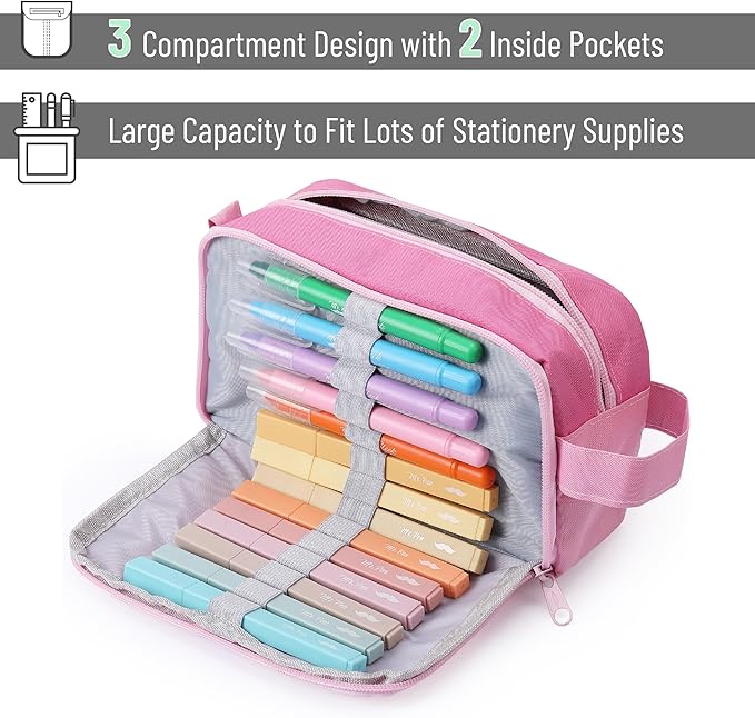 Mr. Pen Large Capacity Pencil Pouches and Bags - Mint Green School