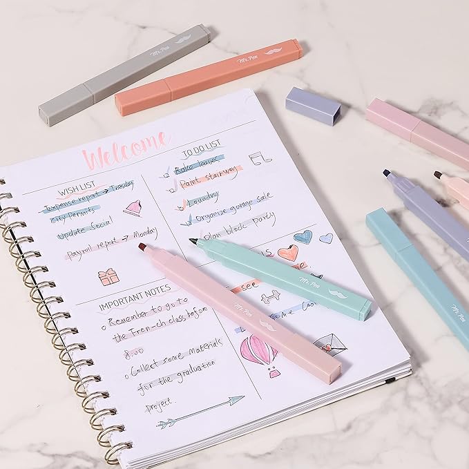 Mr. Pen- Aesthetic Highlighters No Bleed, 8 Pack, Earthy Colors, Chisel Tip, Cute Highlighters Assorted Colors for Journaling, Highlighting, Underlining, Fast Dry, Back to School Supplies