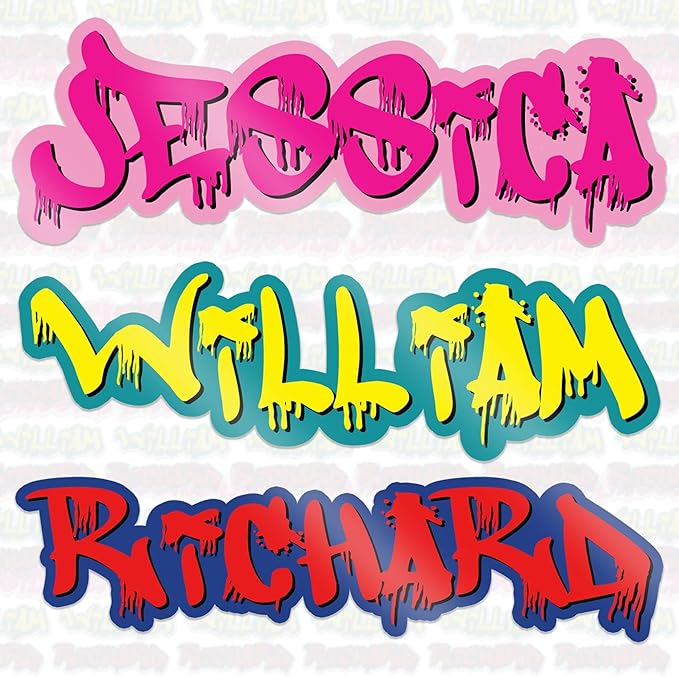 Custom Color Graffiti Name Sticker Personalized Street Style Name Decal Waterproof Vinyl Decal for Water Bottles Tumblers Laptops Hard Hat Cars Kindle for Women Men Teachers