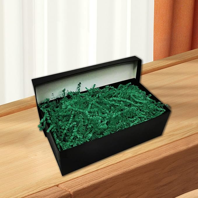 Tisspoms 1LB Crinkle Cut Paper Shred Filler, Paper Shreds for Basket Fillers, Birthday, Gift Wrapping, Anniversary, Wedding, Halloween, Thanksgiving, Christmas Gift Decor Party Filler (Dark Green)