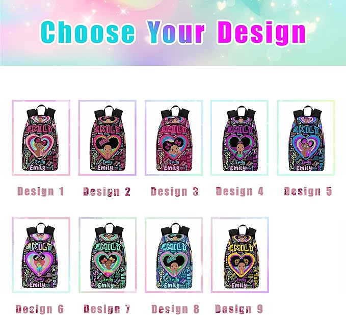 M YESCUSTOM Personalized School Backpack for Girls Kids Heart Rainbow Backpack with Lunch Box Lightweight Preschool Elementary Girls BookBags Set, Travel Daypack Shoulder Bag for Teenager
