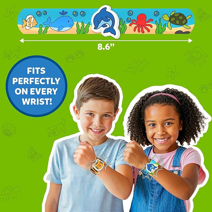 Skillmatics Craft Activity - Snap Bandz, Animals, DIY Jewelry Art & Craft Activity, Mess-Free, Creative Kit, 8 Bands (8.6"), Gifts for Boys & Girls Ages 4, 5, 6, 7, 8, 9, 10