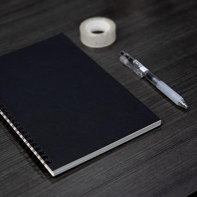Ykimok 2 Pack College Ruled Notebook, Soft Black Cover Spiral Notebook, Memo Notepad Sketchbook, Students Office Business Diary Spiral Book Journal,100 Pages, 50 Sheets, 7.5x 5.1 Inches