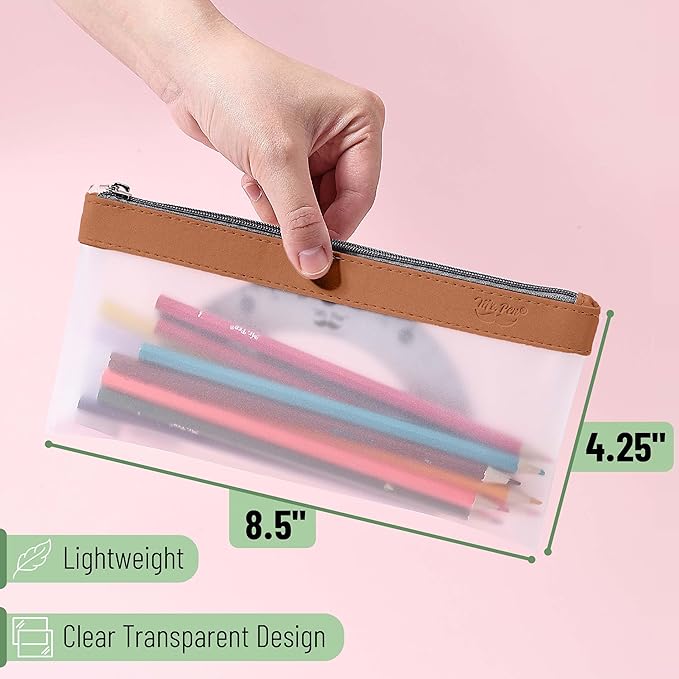 Mr. Pen- Clear Pencil Pouch, 8.50"x4.25", 6 Pack, Durable TPU Material, Medium Water-Resistant Pencil Bags with Smooth Zipper, Multipurpose Clear Pouch for Stationery, School, Office, Travel Supplies