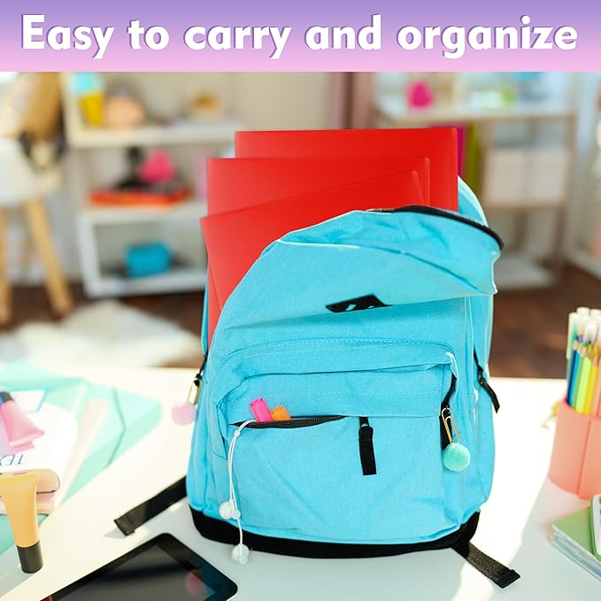 pmybupo 25 Pack Red 2 Pocket Folders Heavy-Duty Plastic Folders with Pockets,8.5x11 Document Folders for School and Office