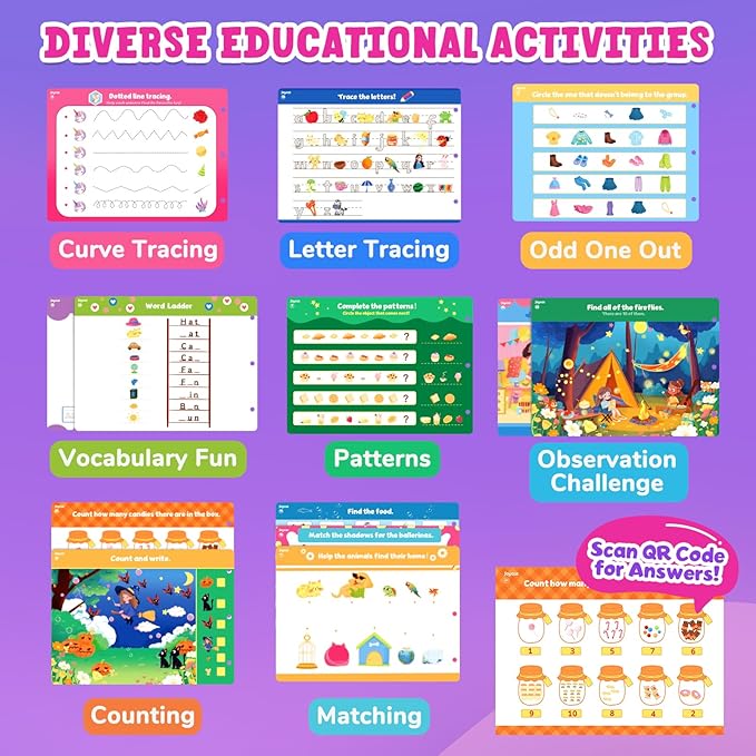 JoyCat Seek & Find Game Book, Educational Toys for Girls Ages 3-5, Preschool Learning Activities for Toddlers & Kids, Christmas Road Trip Travel Toys for Car & Airplane, Gifts for 3 4 5 6 Year Olds