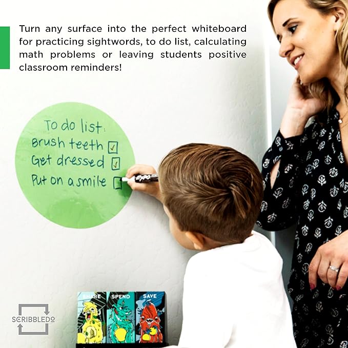 SCRIBBLEDO 8 Pack Dry Erase Dots 11 inch Colorful Dry Erase Circles for Tables Whiteboard Wall Removable Vinyl for School Classroom Teachers Students