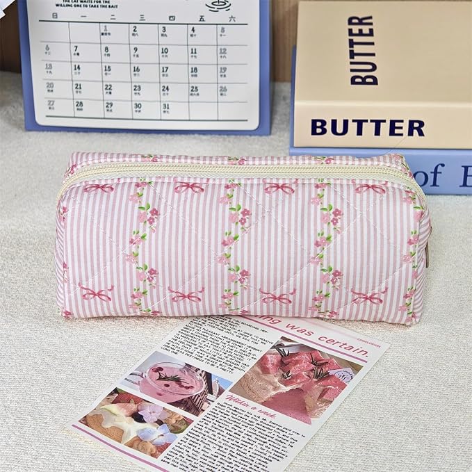 Pencil Case, Pencil Pouch for Women, Pencil Case Small, Pencil Pouch Aesthetic (Cute floral pink)