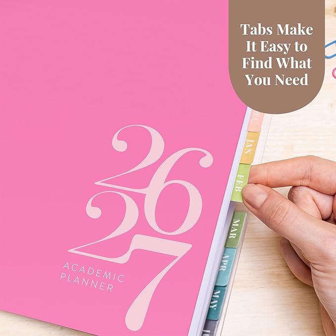 Rileys Academic Planner 2026-2027, Daily, Weekly & Monthly Planner, July 2026 - June 2027, Student Notes Pages, Twin-Wire Binding, Weekly Agenda for School & Work (8.5 x 11-Inches, Classic, Pink)