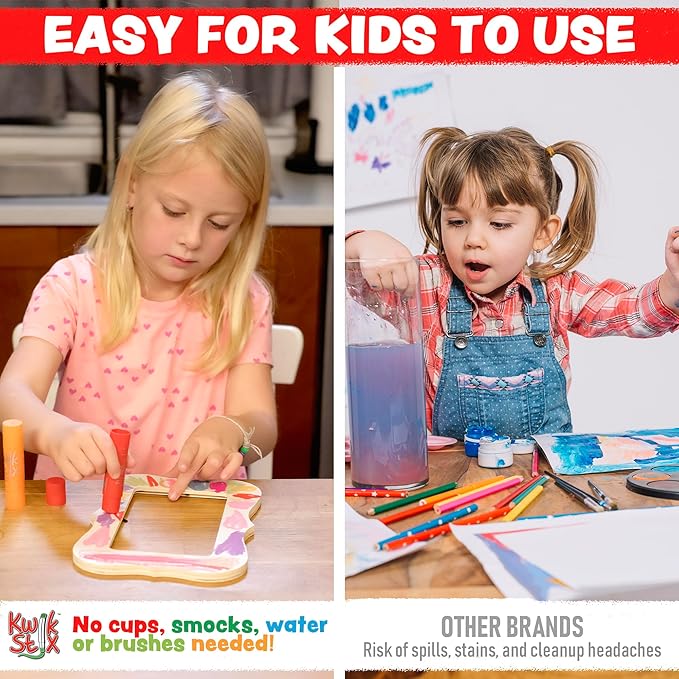 Kwik Stix Solid Tempera Paint Sticks – 12 Pack of Yellow – Same Color Washable, Quick Dry (90 Seconds), ASTM Certified, Non-Toxic, Allergen-Free Kids & Toddler Art Supplies for Home, School & Crafts