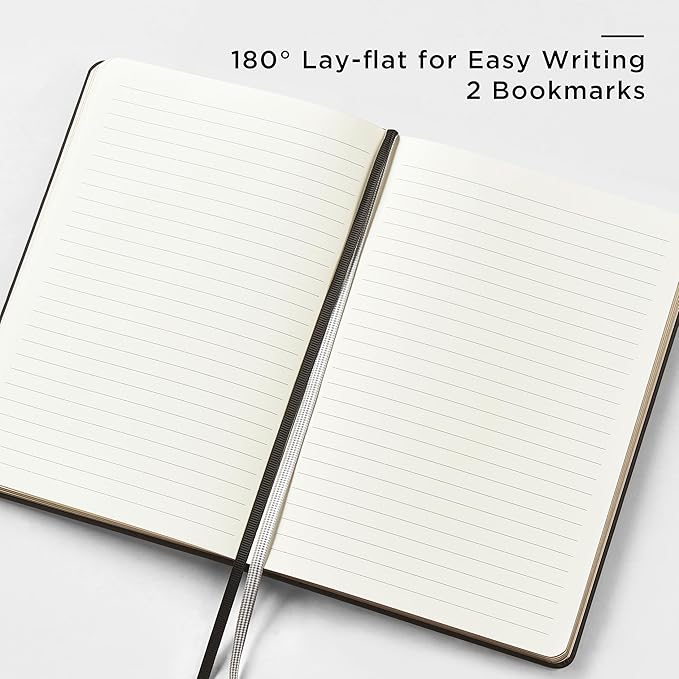 &And Per Se Lined Journal and Pen Set, A5 Leather Hardcover Notebook with Pen & Stationary Set, 160 Pages 100GSM Thick Ruled Paper Journal for Business Work Writing (Black)