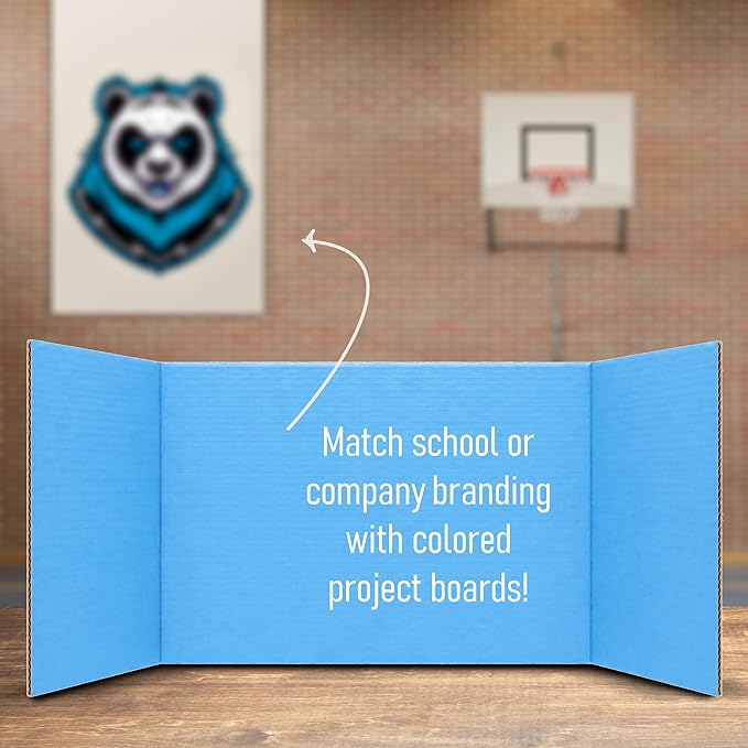 Flipside Products 18" x 48" Sky Blue Project Boards, Pack of 24, Trifold, Presentation Board, DIY Projects, Small Display, Science Fair, Classroom, Clubs, 4H, Graduation
