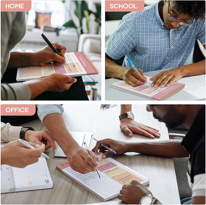 Taja To Do List Notepad - To Do List Notebook for Work with 52 Sheets, 9.8" x 6.5", Undated Daily Planner Perfect for Daily Tasks and Goal Setting, Notepad Suitable for Office, Home & School - Pink