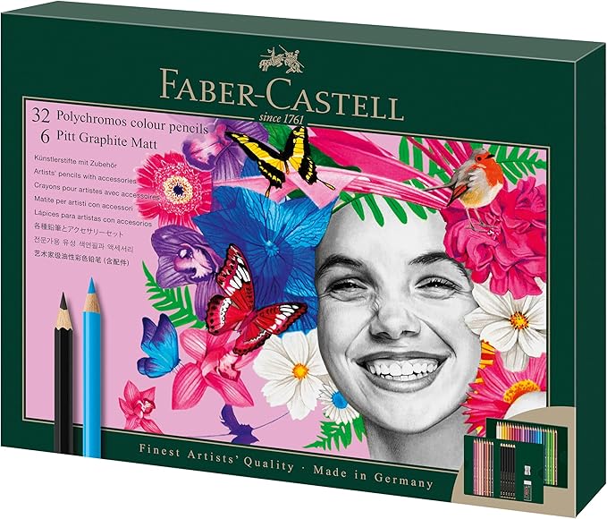 Faber-Castell Polychromos and Pitt Graphite Matte Giftset Artist Gift Set, Multi-Color 40 Count