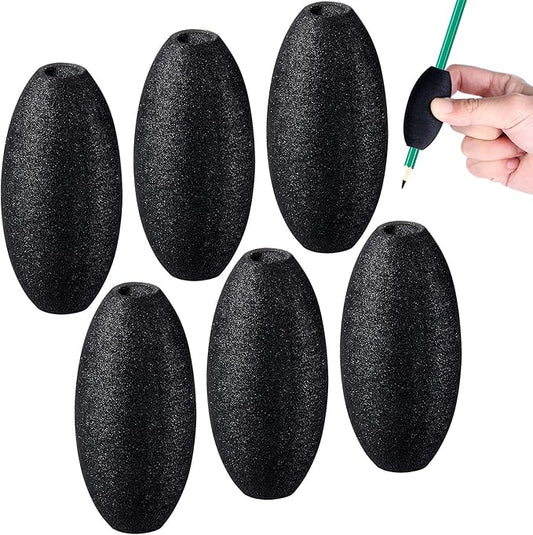 Zonon Writing Aid Trainer for Adults Foam Egg Grips Pen Cushioned Holders Writing Aid Trainer for Handwriting Drawing Preschool Supplies Right or Left Hand Use, 6 Pieces(Black)