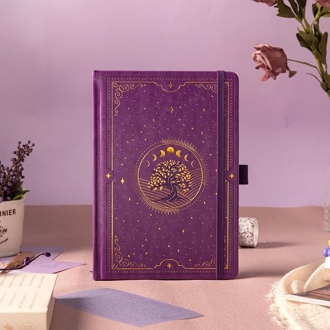 TIEFOSSI Tree of Life Journal, A5 Dotted Journal for Women Men, Dot Aesthetic Notebook with 190 Numbered Pages, Hardcover Vegan Leather Journals with Bookmark, 160 GSM Thick Paper