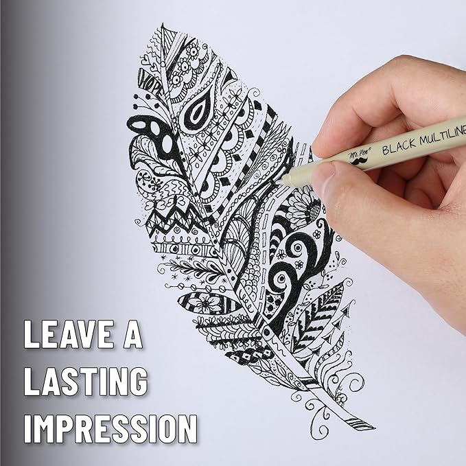 Mr. Pen- Drawing Pens for Artists, 16 Sizes, Black Multiliner, Micro Pens for Drawing