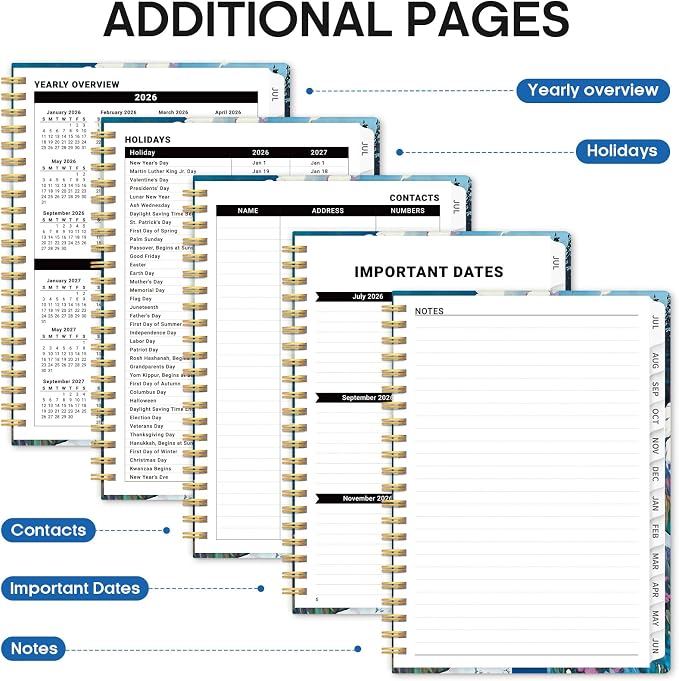 Planner 2026–2027, Weekly & Monthly Academic Organizer for School Year, Jul 2026–Jun 2027, Hardcover Planner with Tabs, Back to School Essential, 6.3" x 8.5", Coastal Wilds