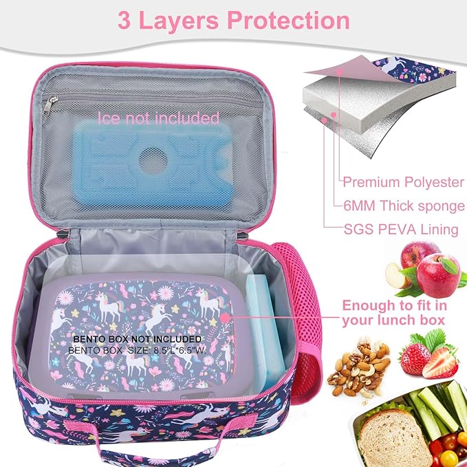 RHCPFOVR Kids Lunch Bag - Insulated Lunch Box for Boys Girls,Washable Lunch Bag and Reusable Toddler Leak-proof Lunchbox for School and Daycare