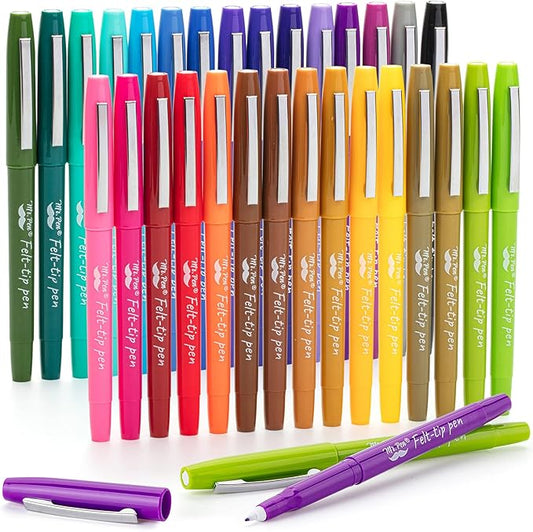Mr. Pen- Felt Tip Pens, 30 Pack, 0.7 mm, Colorful Felt Tip Pens, Fast Dry, No Smear, Planner Markers for Underlining, Writing, Drawing, Journaling Supplies