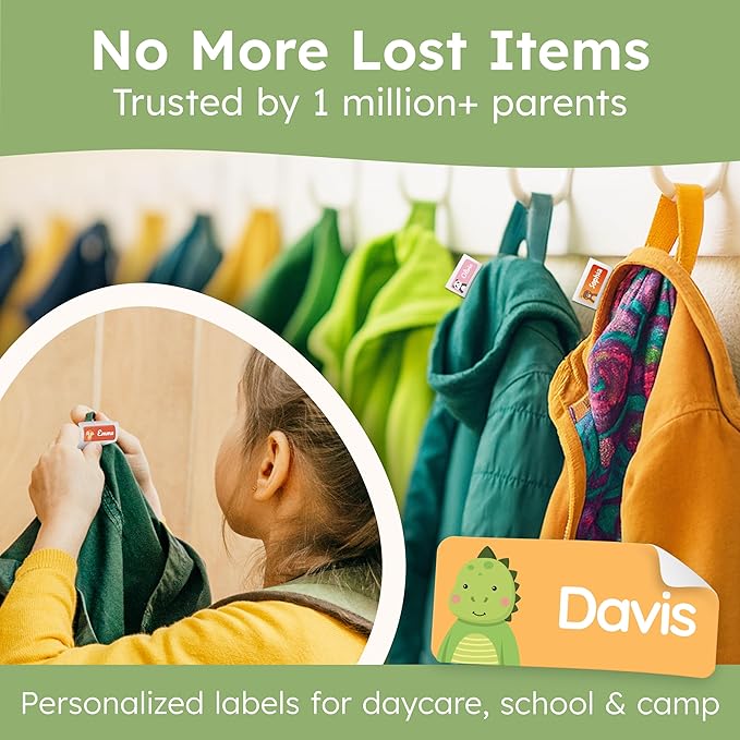 Personalized Name Labels for Kids (70 Labels) - Durable & Waterproof Custom Name Stickers for Clothing Tags, School Supplies, Camp & Daycare - Galaxy (1.2”x0.5”)