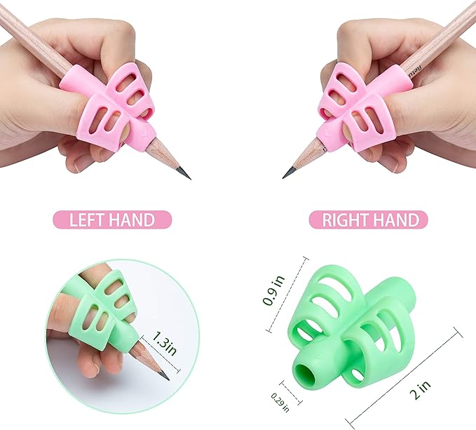 Pencil Grips for Kids Handwriting Left Handed, Toddlers 2-4 Years, Soft Silcone Training Grip with Assorted Colors, Pack of 5