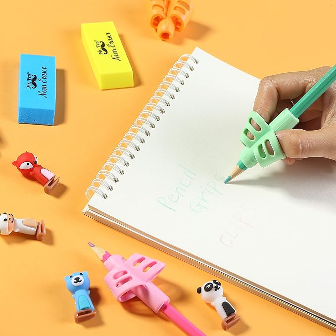 Mr. Pen- Pencil Grips for Kids Handwriting, 20 PCS (10 Finger Grips+10 Clips), Pencil Holder, Grippers, Pen Grip