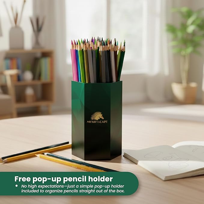 MyArtscape Colored Pencils Set of 72 – Professional Colored Pencils for Drawing & Sketching – Oil Based Soft Core Artist Pencils with 2.9mm Break Resistant Core, Roll Up Case