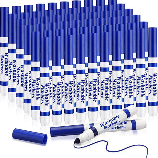 60 Pcs Blue Washable Markers Bulk Coloring Broad Line Markers for Kids Conical Tip Blue drawing pens for Classroom Back to School travel Art baby shower gender reveal Supplies, Ages 6+