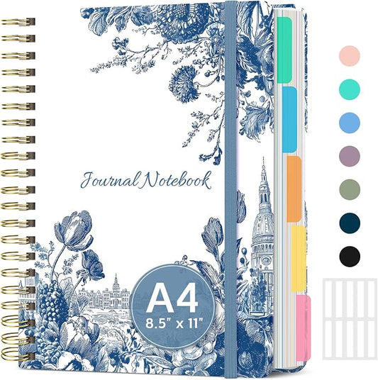 Taja Spiral Notebooks for Work 5 Subject Notebook with Removable Dividers
