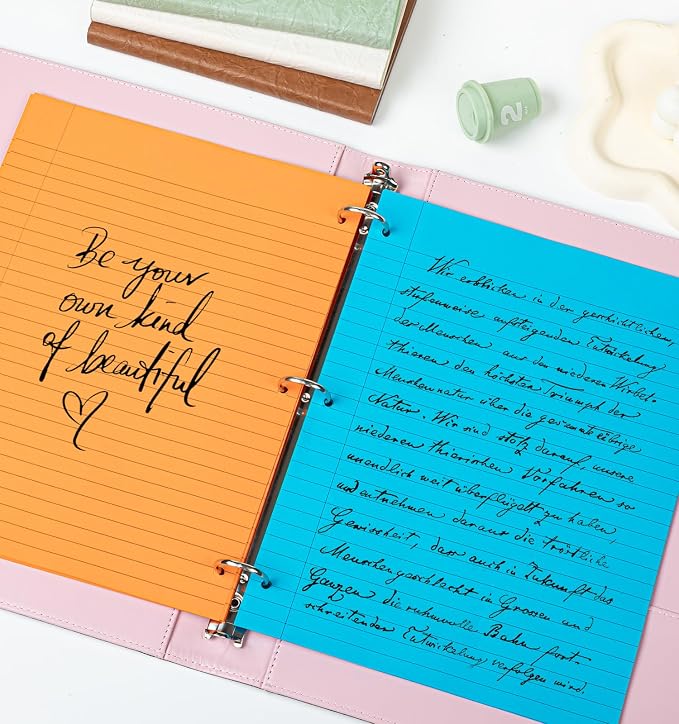 120Sheets Rainbow Loose Leaf Binder Paper,8' x 10.5' Wide Ruled Lined Paper