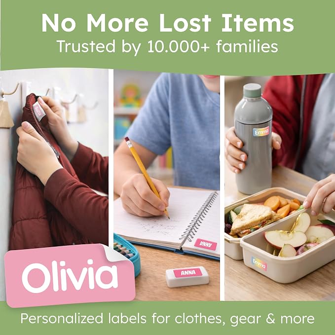 Personalized Universal Name Labels for Kids & Adults - Pink [70pcs] - Waterproof Name Stickers for School, Daycare & Clothes - Item & Supplies Name Stickers - Custom Stick On Labels