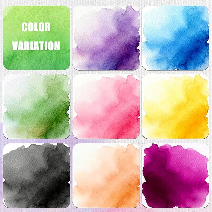 24 Colors Large Block Watercolor Paint Set for Watercolors Workbook, Portable Water Colors Paint Kit with 2 Paintbrushes 1 Waterbrush, for Painting Beginners & Professional Amateur Hobbyists