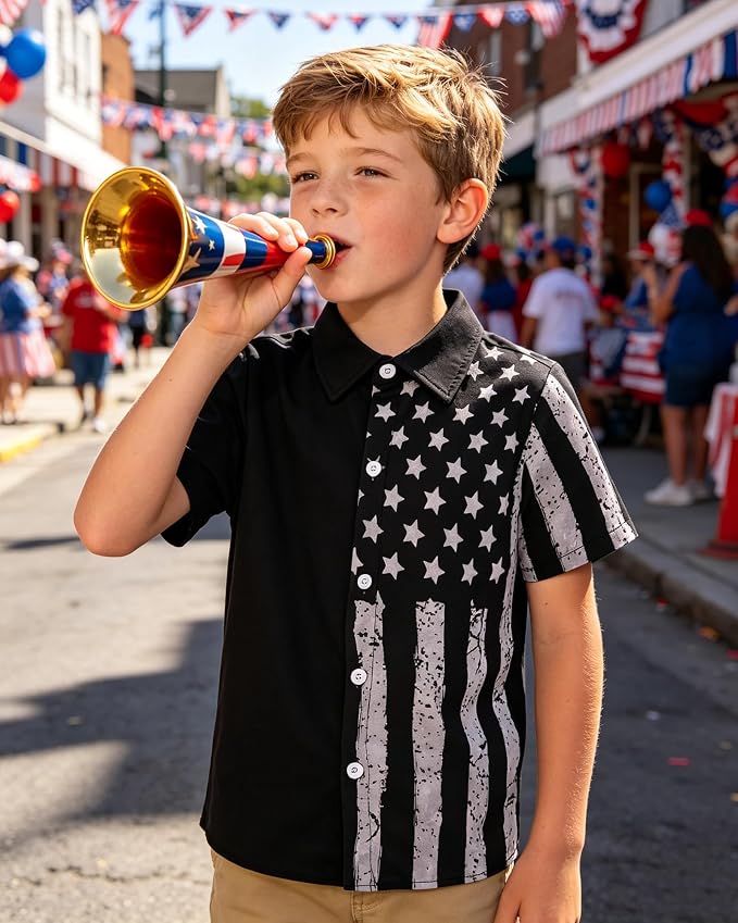 Enlifety 2-10T Kids Hawaiian Shirt Boys Short Sleeve Button Down Shirts Hawaii Summer Casual Blouse