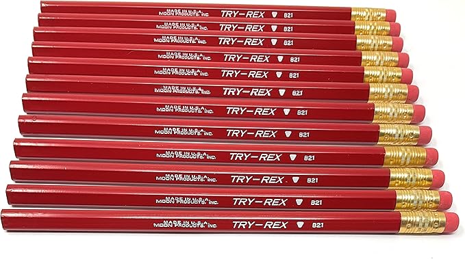 Try-Rex Jumbo Triangular Training Pencils with Eraser, Pack of 24, with Bonus Pencil Sharpener