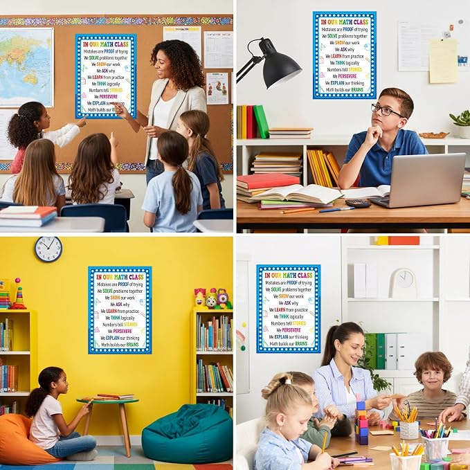 FaCraft In Our Math Class Poster - Growth Mindset Math Classroom Decorations for Elementary Middle High School Educational Motivational Math Bulletin Board Wall Decor Back to School Teacher Supplies