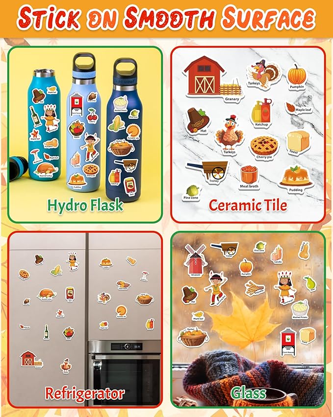 Benresive Reusable Sticker Book for Toddlers, Travel Stickers for Kids, Toddler Crafts Activities Toys, Birthday Gifts for Boys & Girls - Thanksgiving