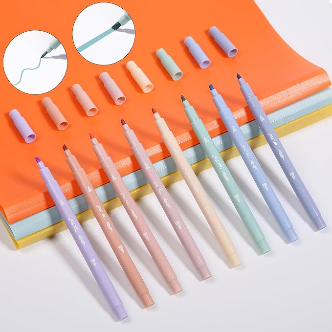 Mr. Pen- Dual Tip Aesthetic Bible Highlighters No Bleed Through, 8 pcs | Chisel & Brush Tip, Cute Highlighter for Journaling Supplies and School Accessories, Bible Highlighters and Pens No Bleed