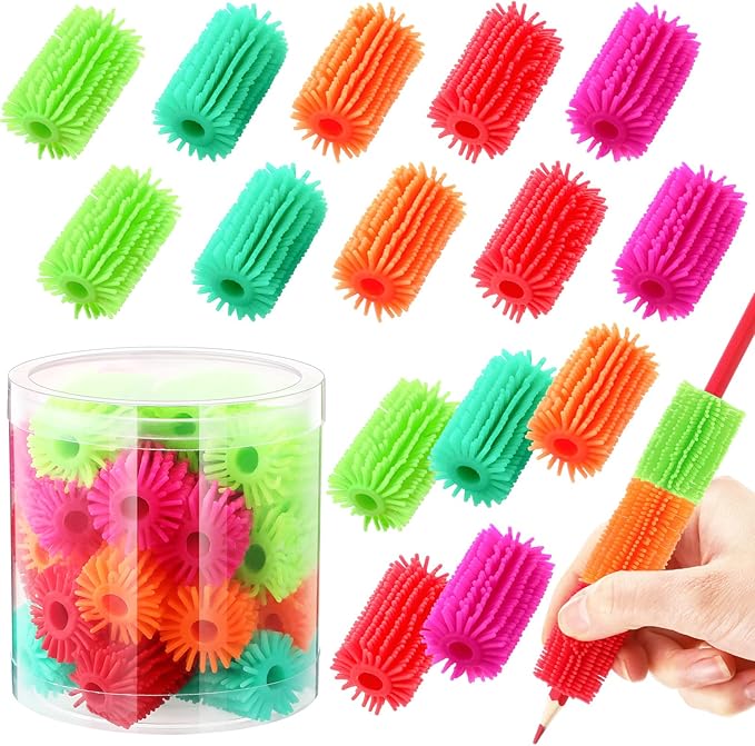 Chivao 25 Pcs Squishy Pencil Soft Grip for Kids Handwriting Grips for Pencils Colorful Cushioned for Adults Kids Drawing Reusable