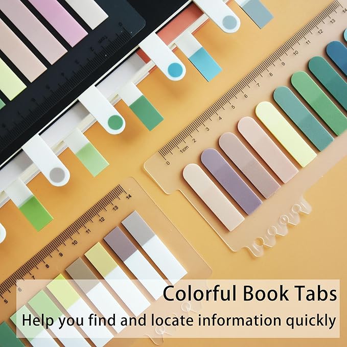 YOUDEFUL 1600pcs Translucent Sticky Note Tabs, Morandi Page Markers for Annotating Books,Repositionable Book Flags Tabs Strip with Binders, Clear Sticky Notes,Page Tabs,Index Tabs