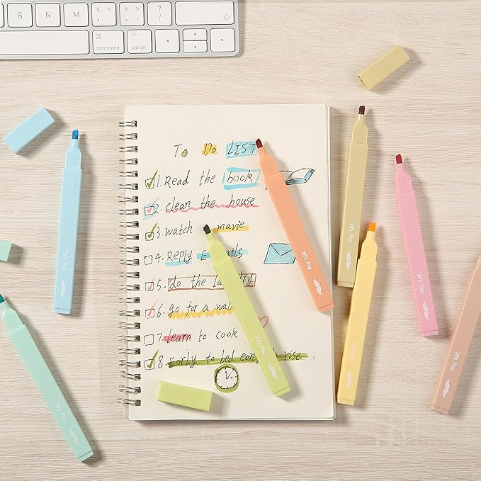 Mr. Pen- Aesthetic Highlighters No Bleed, 8 Pack, Pastel Colors, Chisel Tip, Cute Highlighters Assorted Colors for Journaling, Highlighting, Underlining, Fast Dry, Back to School Supplies