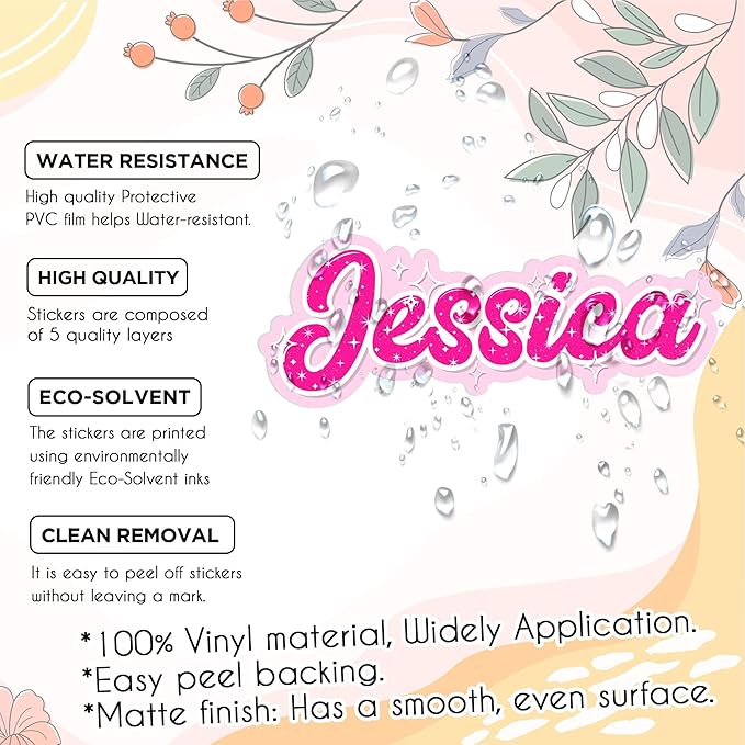 Custom Glitter Name Sticker Personalized Beauty Name Color Bling Prince Princess Decal Waterproof Vinyl Decal for Water Bottles Tumblers Laptops Hard Hat Cars Kindle for Women Men Teachers